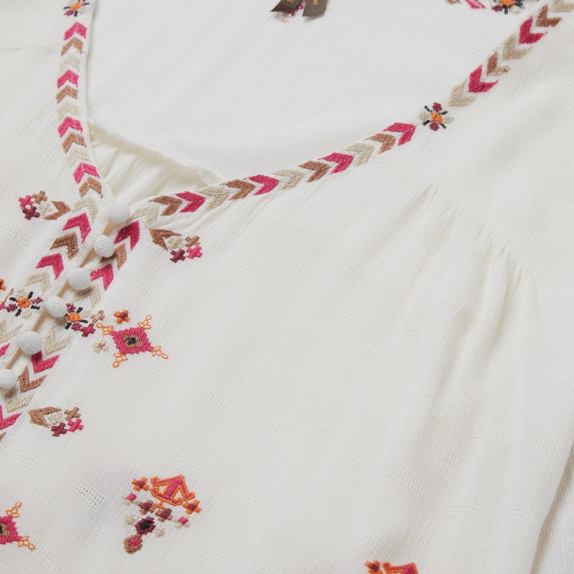 Dobby Peasant Blouse White Women Stetson Blouses