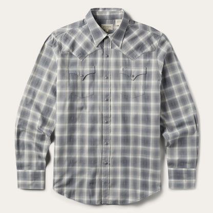 Dobby Twill Plaid Shirt Brown Men Stetson Western Shirts