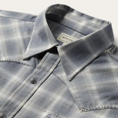Dobby Twill Plaid Shirt Brown Men Stetson Western Shirts
