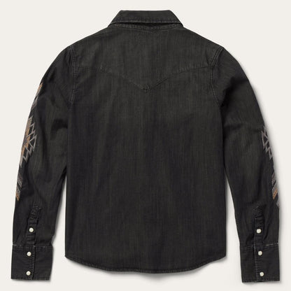 Embroidered Black Denim Shirt Black Women Stetson Western Shirts