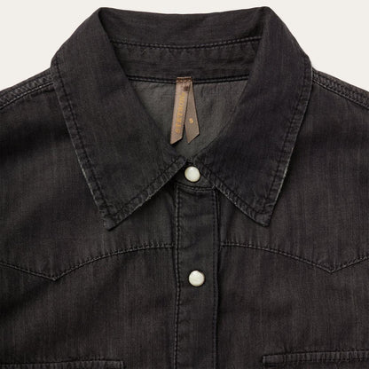 Embroidered Black Denim Shirt Black Women Stetson Western Shirts