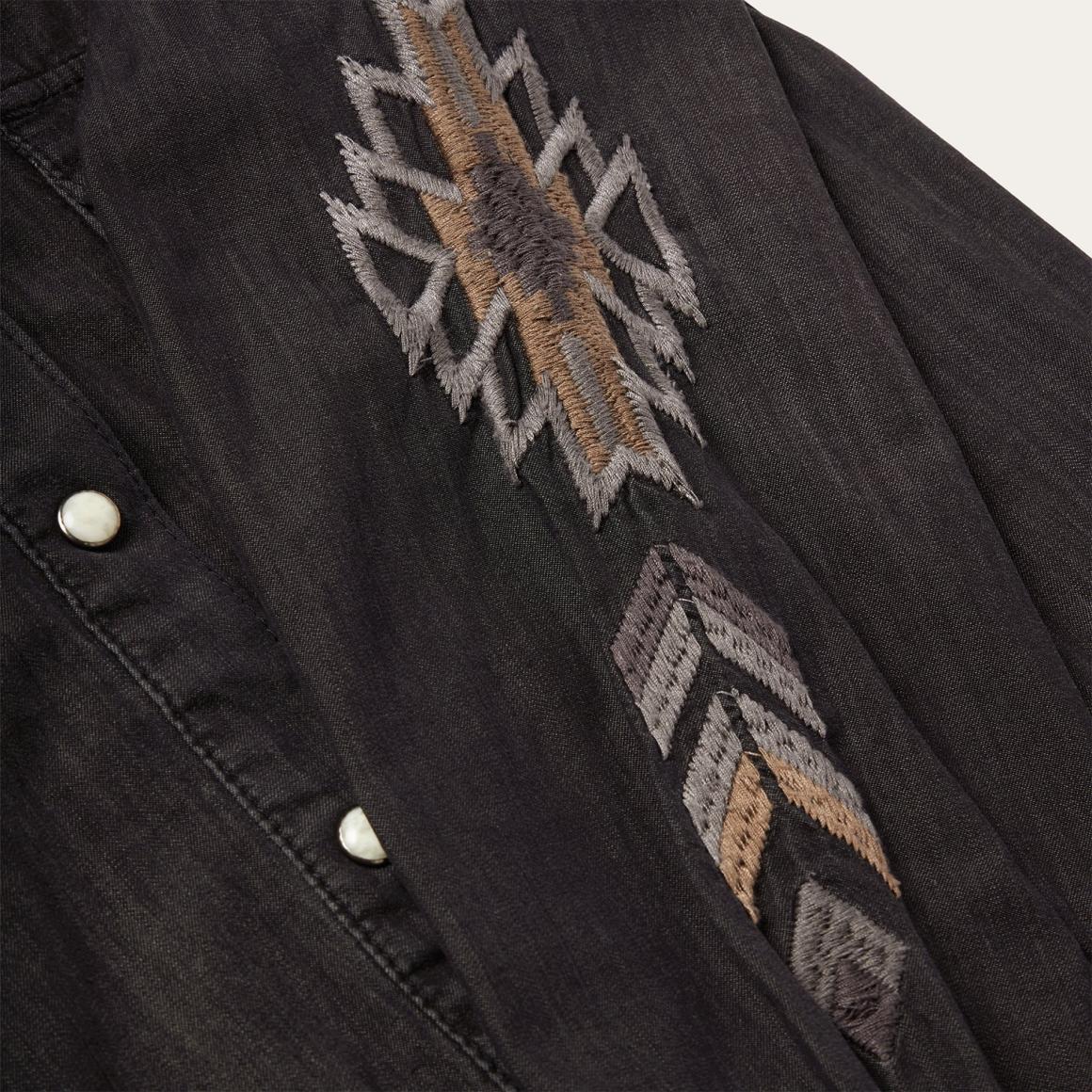 Embroidered Black Denim Shirt Black Women Stetson Western Shirts