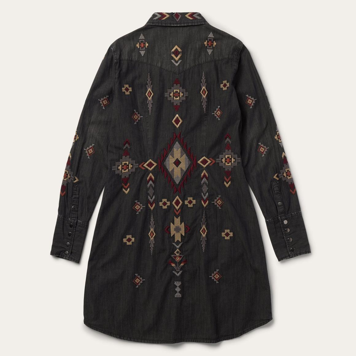 Embroidered Black Denim Shirt Dress Black Women Stetson Mini