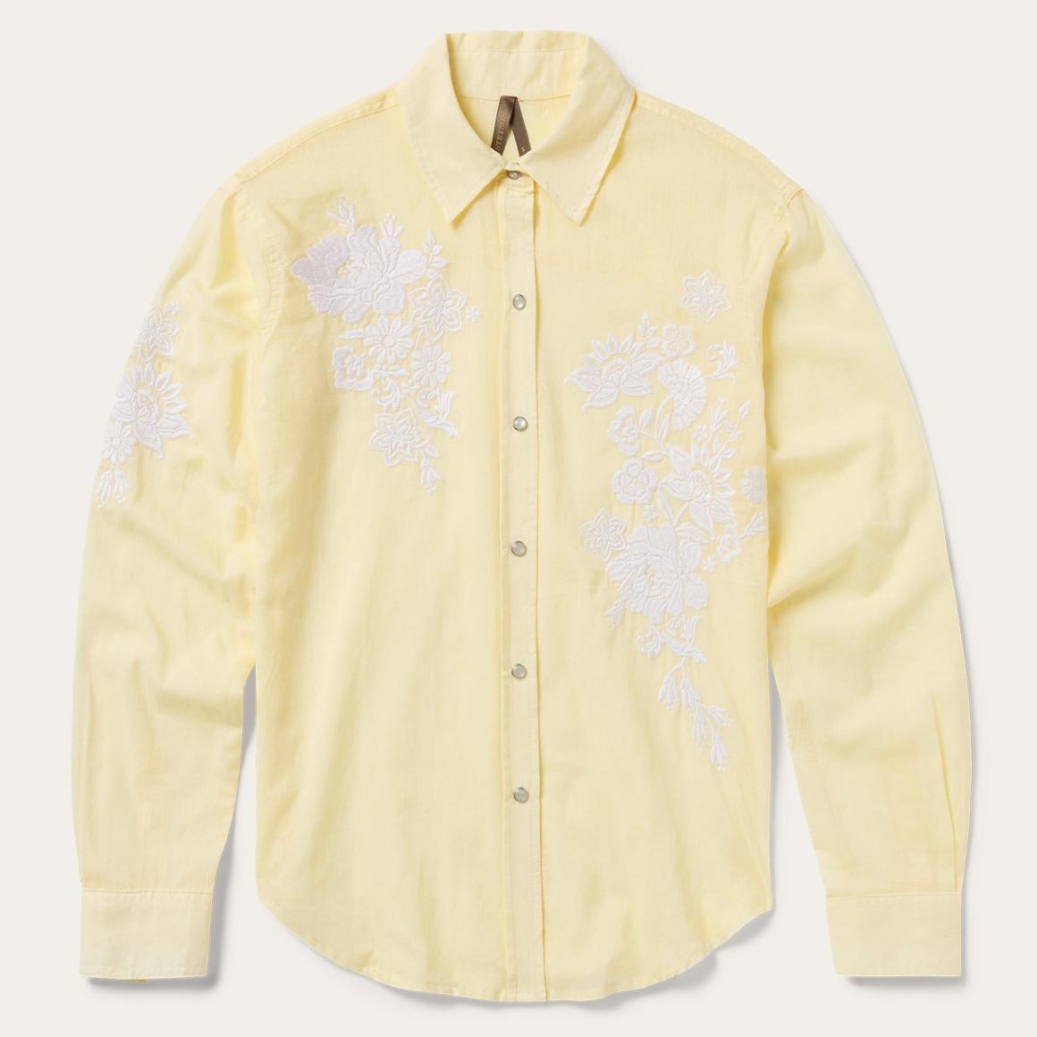 Embroidered Cotton Lawn Snap Front Shirt Yellow Women Stetson Western Shirts