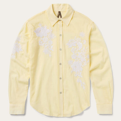 Embroidered Cotton Lawn Snap Front Shirt Yellow Women Stetson Western Shirts