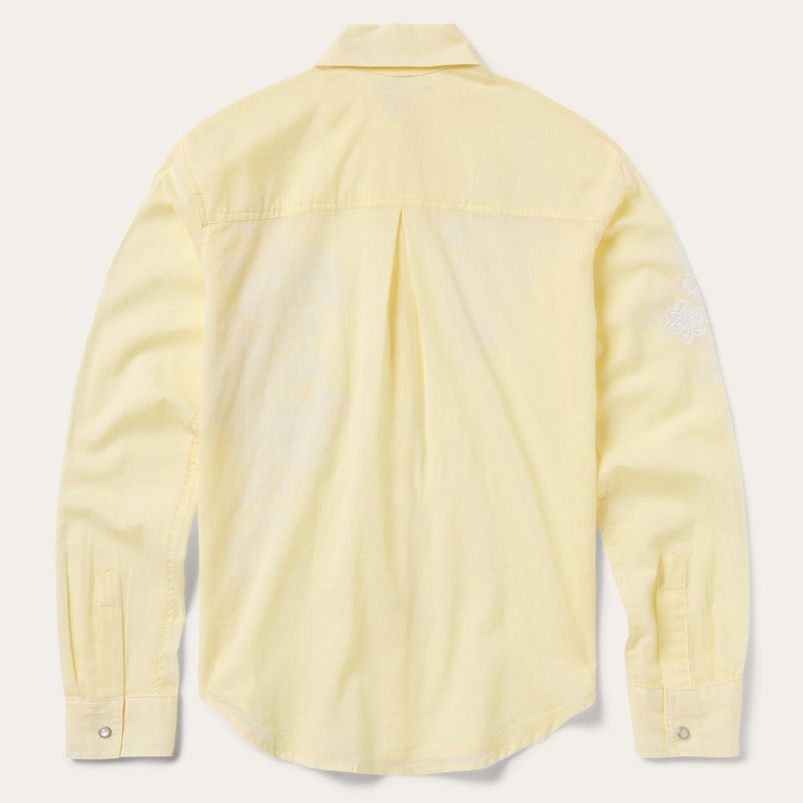 Embroidered Cotton Lawn Snap Front Shirt Yellow Women Stetson Western Shirts