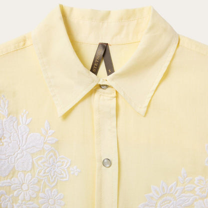 Embroidered Cotton Lawn Snap Front Shirt Yellow Women Stetson Western Shirts