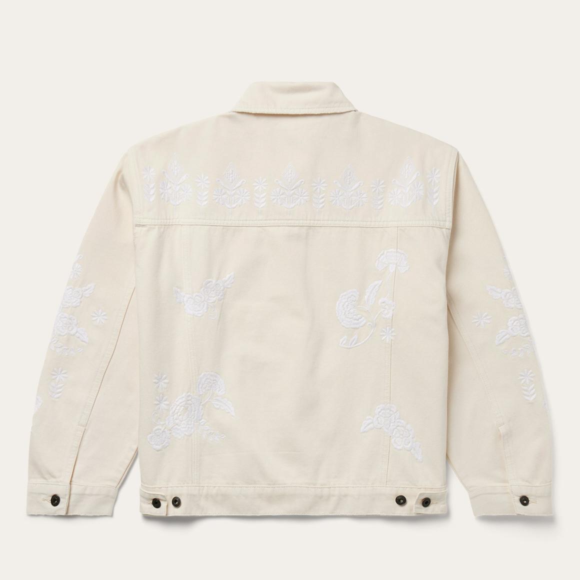 Embroidered Cream Denim Jacket White Women Stetson Jackets