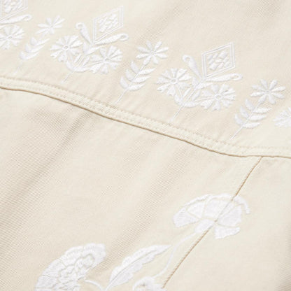 Embroidered Cream Denim Jacket White Women Stetson Jackets