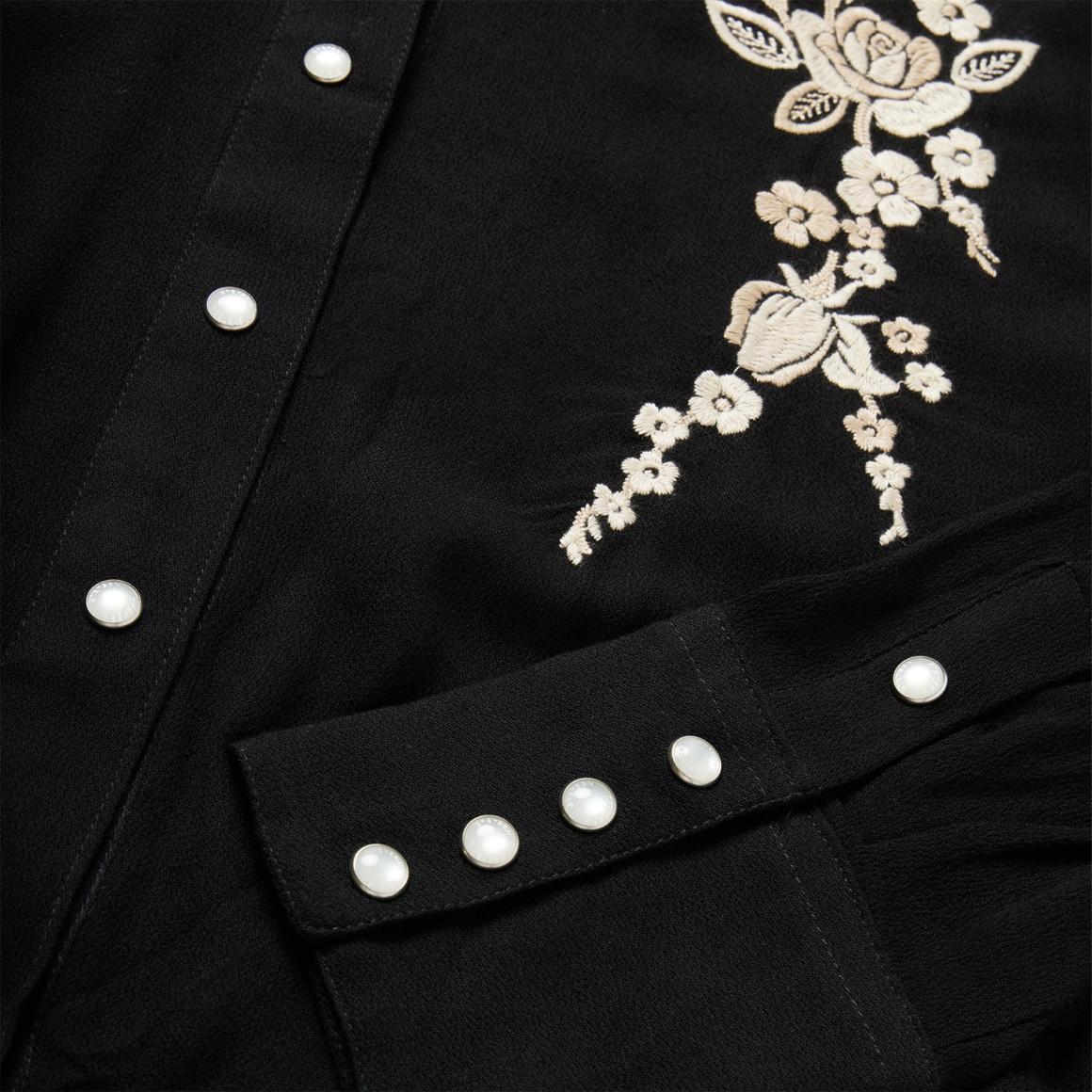 Embroidered Crepe Western Shirt Black Women Stetson Western Shirts