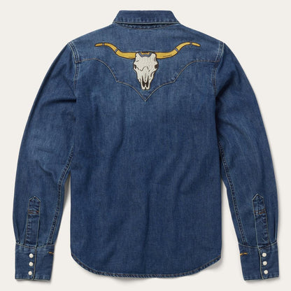 Embroidered Dark Denim Western Shirt Blue Women Stetson Denim Shirts