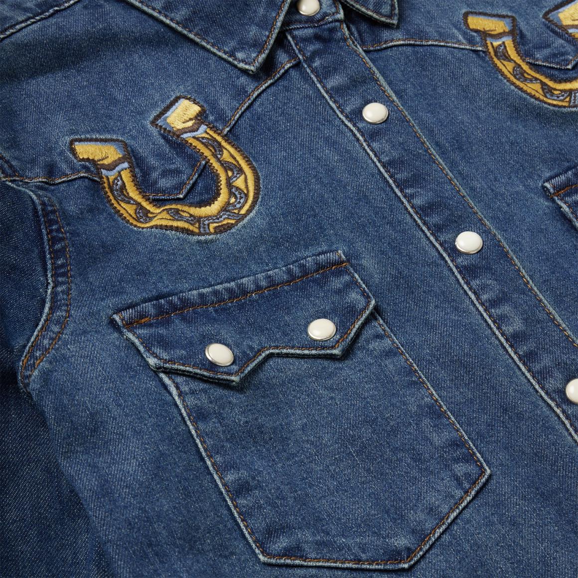 Embroidered Dark Denim Western Shirt Blue Women Stetson Denim Shirts