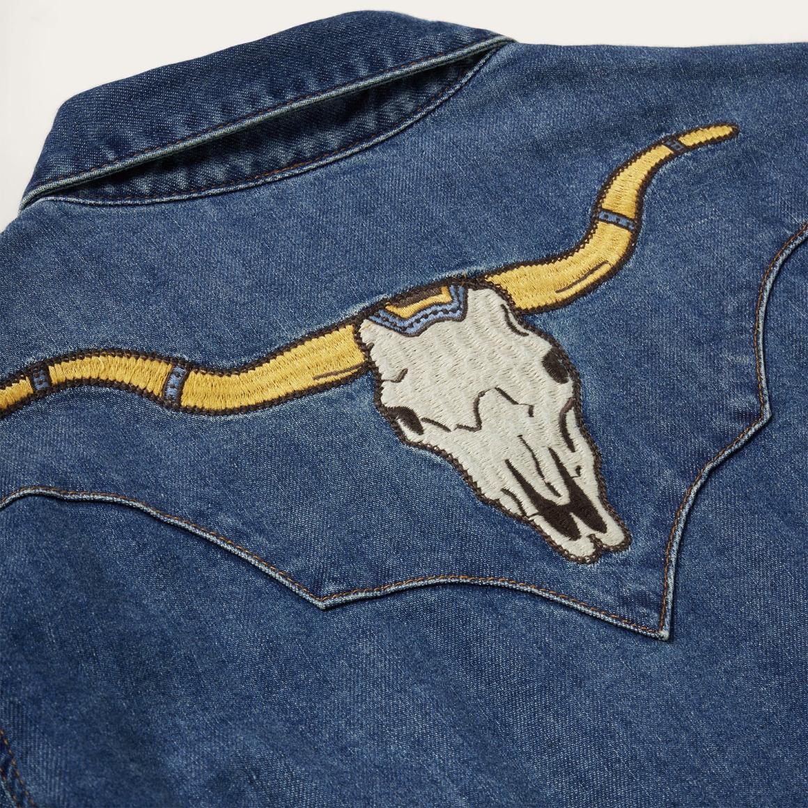 Embroidered Dark Denim Western Shirt Blue Women Stetson Denim Shirts