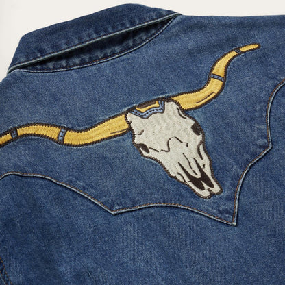 Embroidered Dark Denim Western Shirt Blue Women Stetson Western Shirts