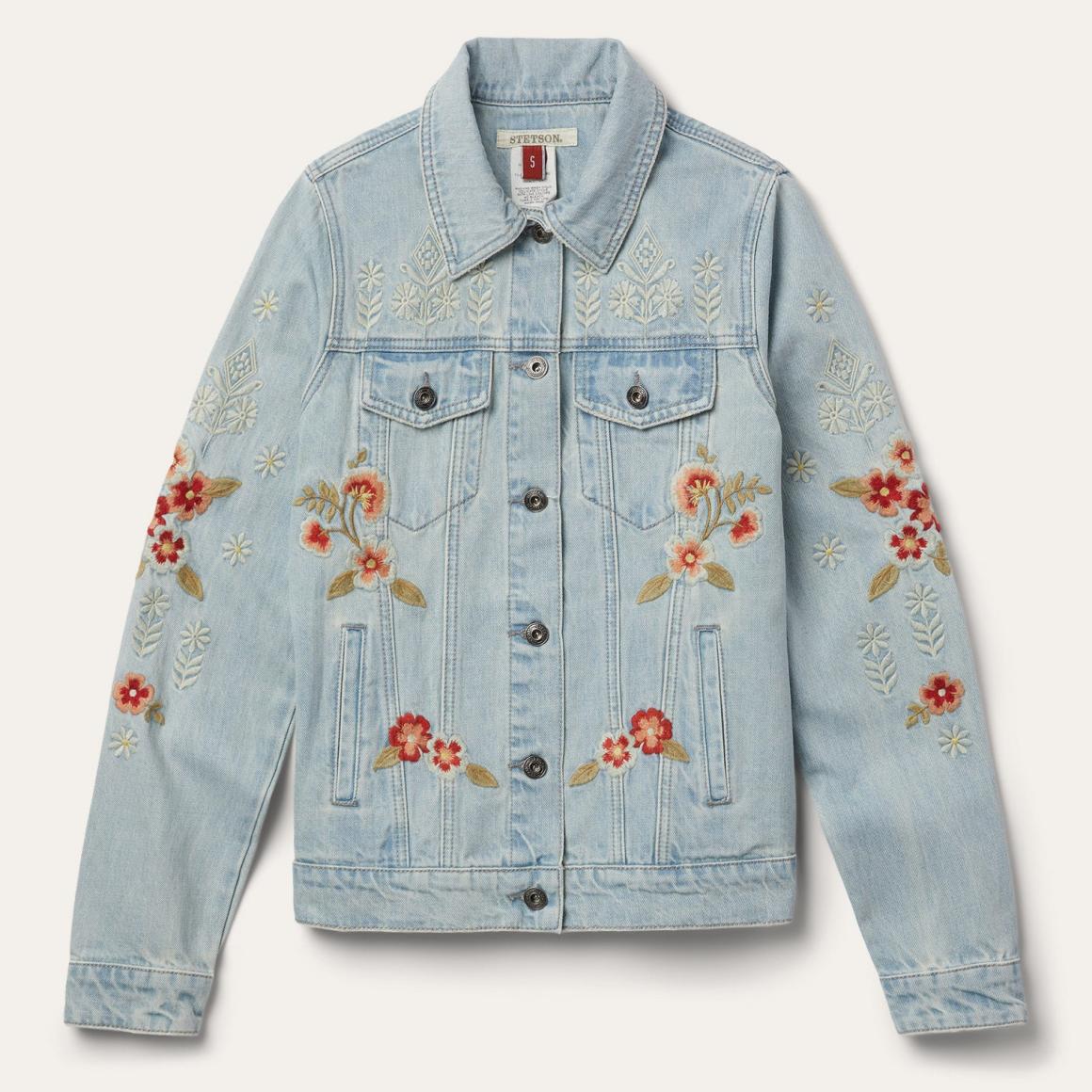 Embroidered Denim Jacket Blue Women Stetson Jackets