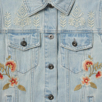 Embroidered Denim Jacket Blue Women Stetson Jackets