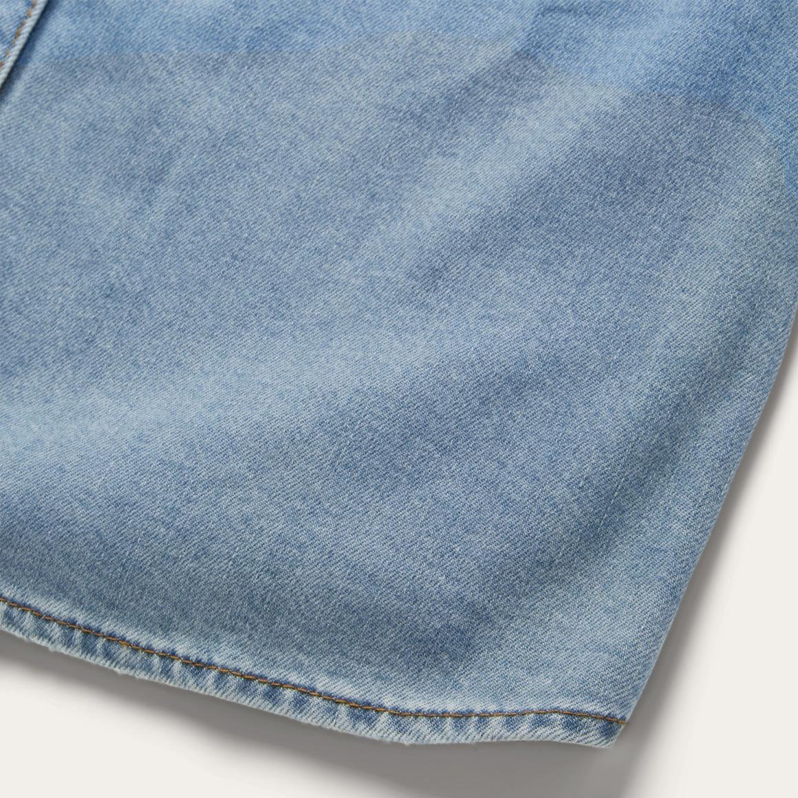 Embroidered Denim Shirt Dress Blue Women Stetson Mini