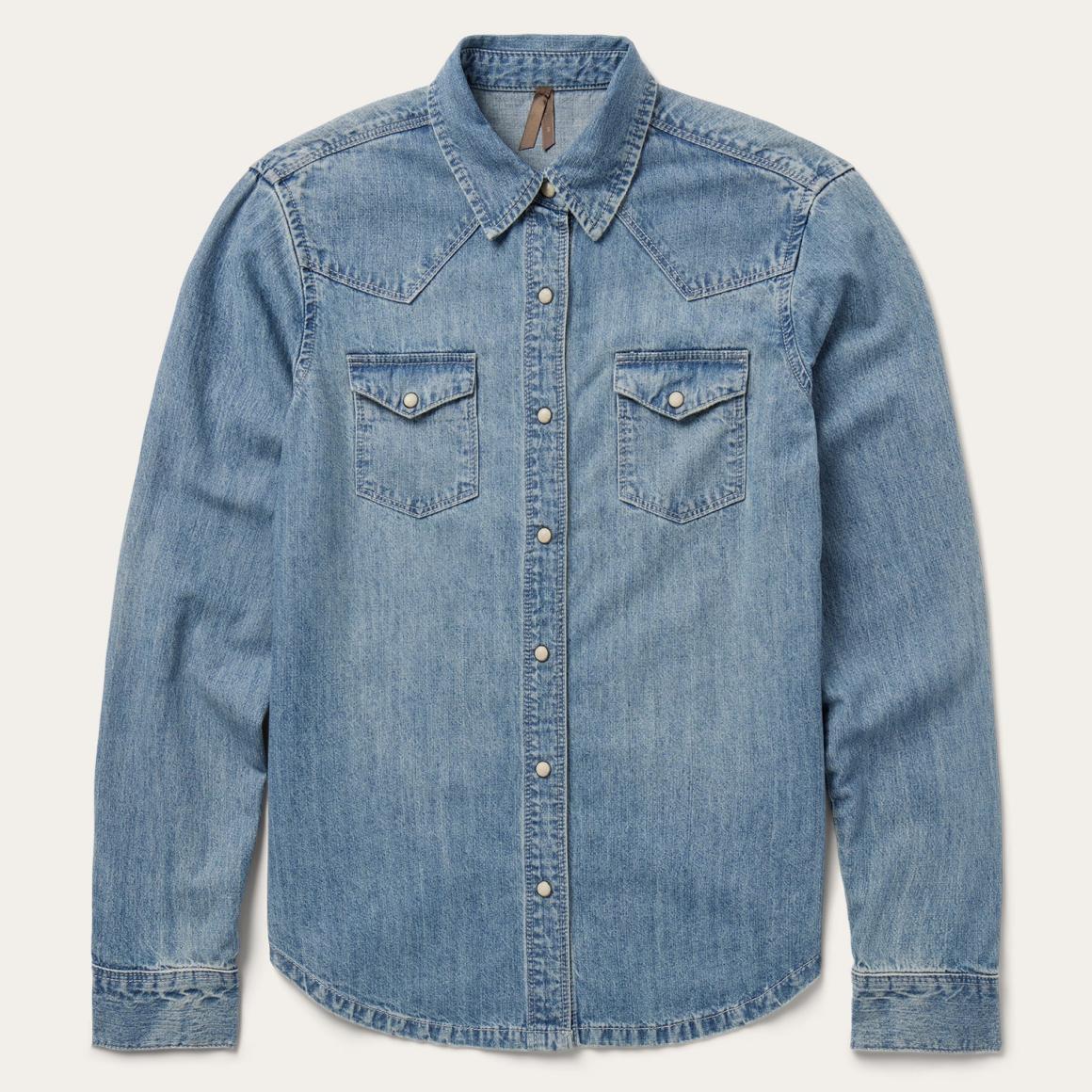 Embroidered Light Denim Shirt Blue Women Stetson Denim Shirts