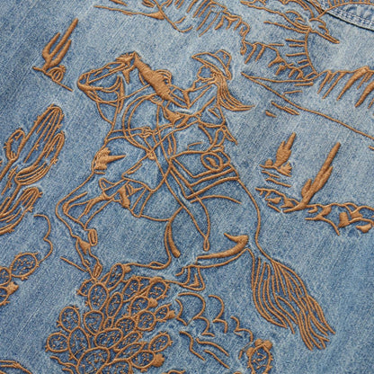 Embroidered Light Denim Shirt Blue Women Stetson Denim Shirts