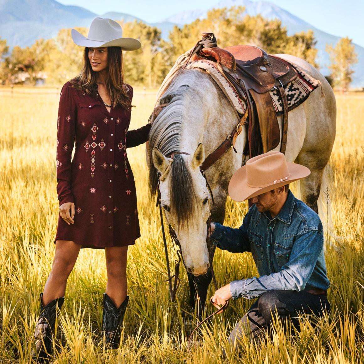 Embroidered Shirt Dress Wine Women Stetson Mini