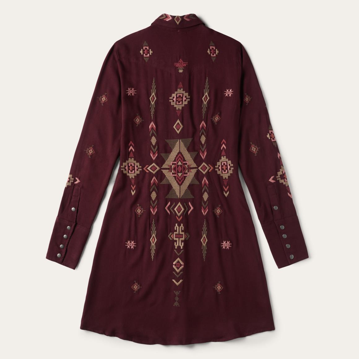 Embroidered Shirt Dress Wine Women Stetson Mini