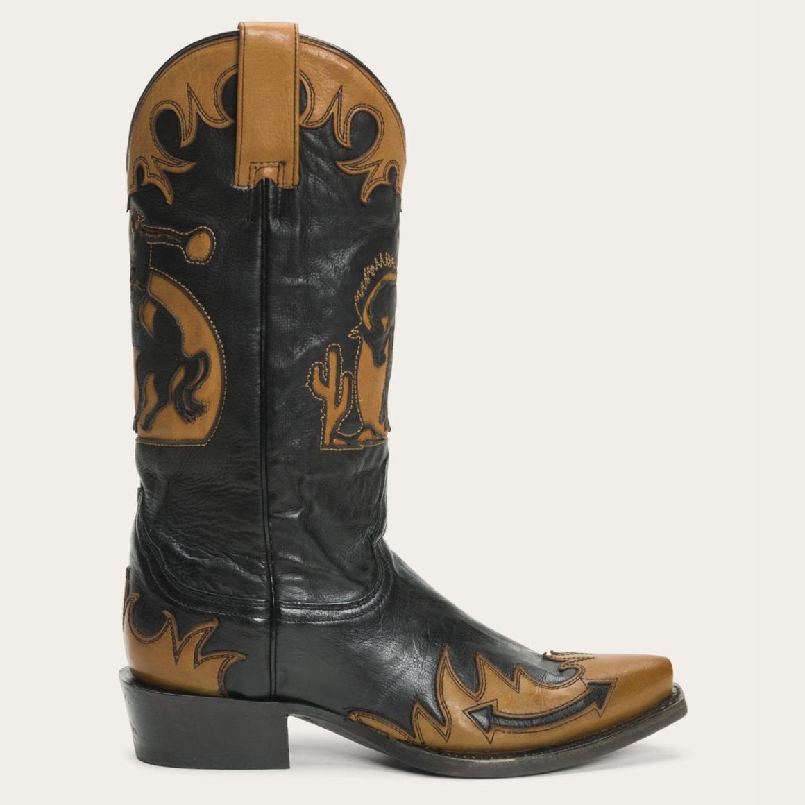 Faye Cowgirl & Horse Underlay Leather Boot Black Women Stetson Western