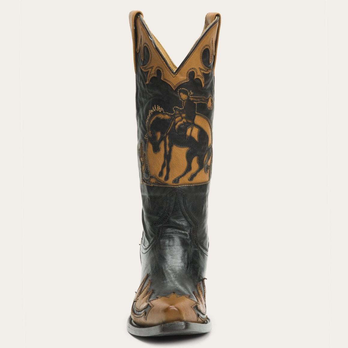 Faye Cowgirl & Horse Underlay Leather Boot Black Women Stetson Western