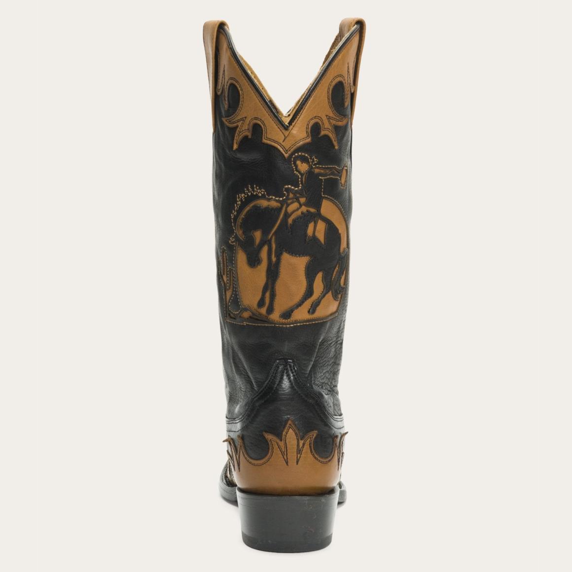 Faye Cowgirl & Horse Underlay Leather Boot Black Women Stetson Western