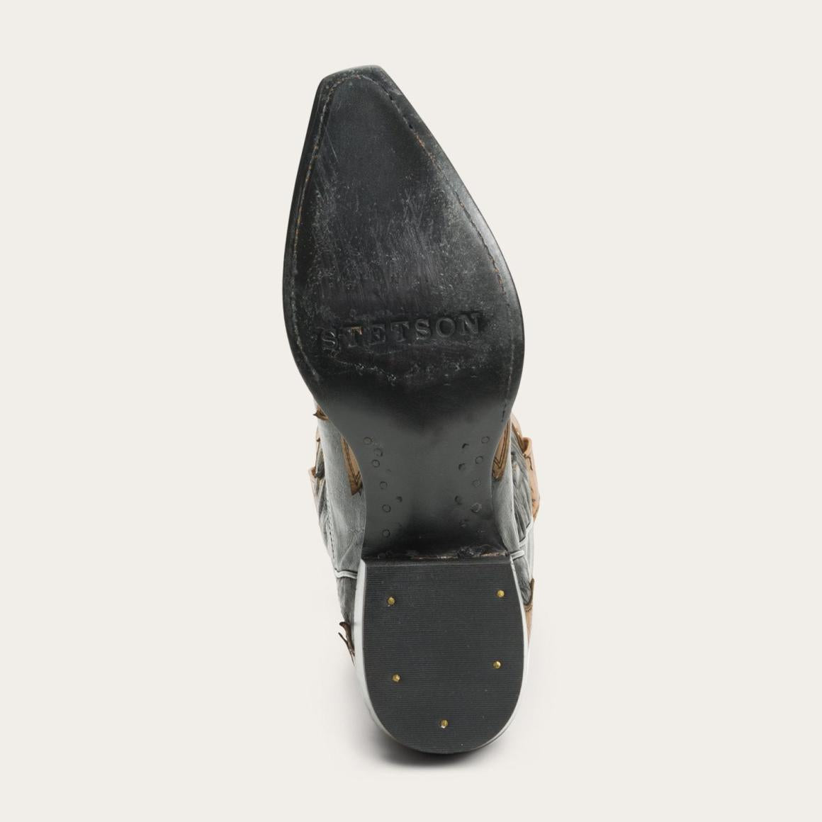 Faye Cowgirl & Horse Underlay Leather Boot Black Women Stetson Western