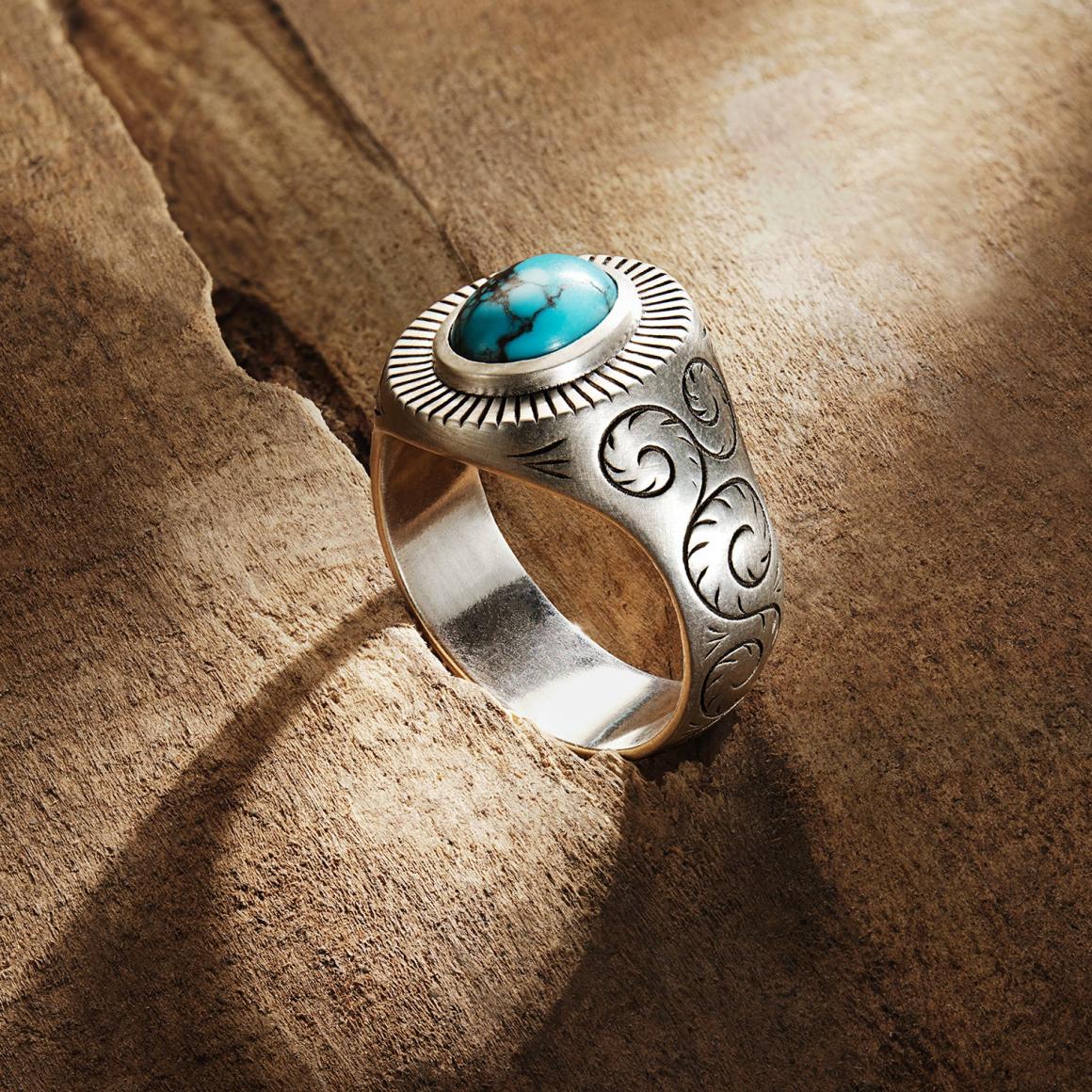 Filigree Ring With Turquoise Men/Women Stetson Jewelry