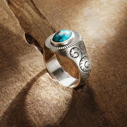 Filigree Ring With Turquoise Men/Women Stetson Jewelry