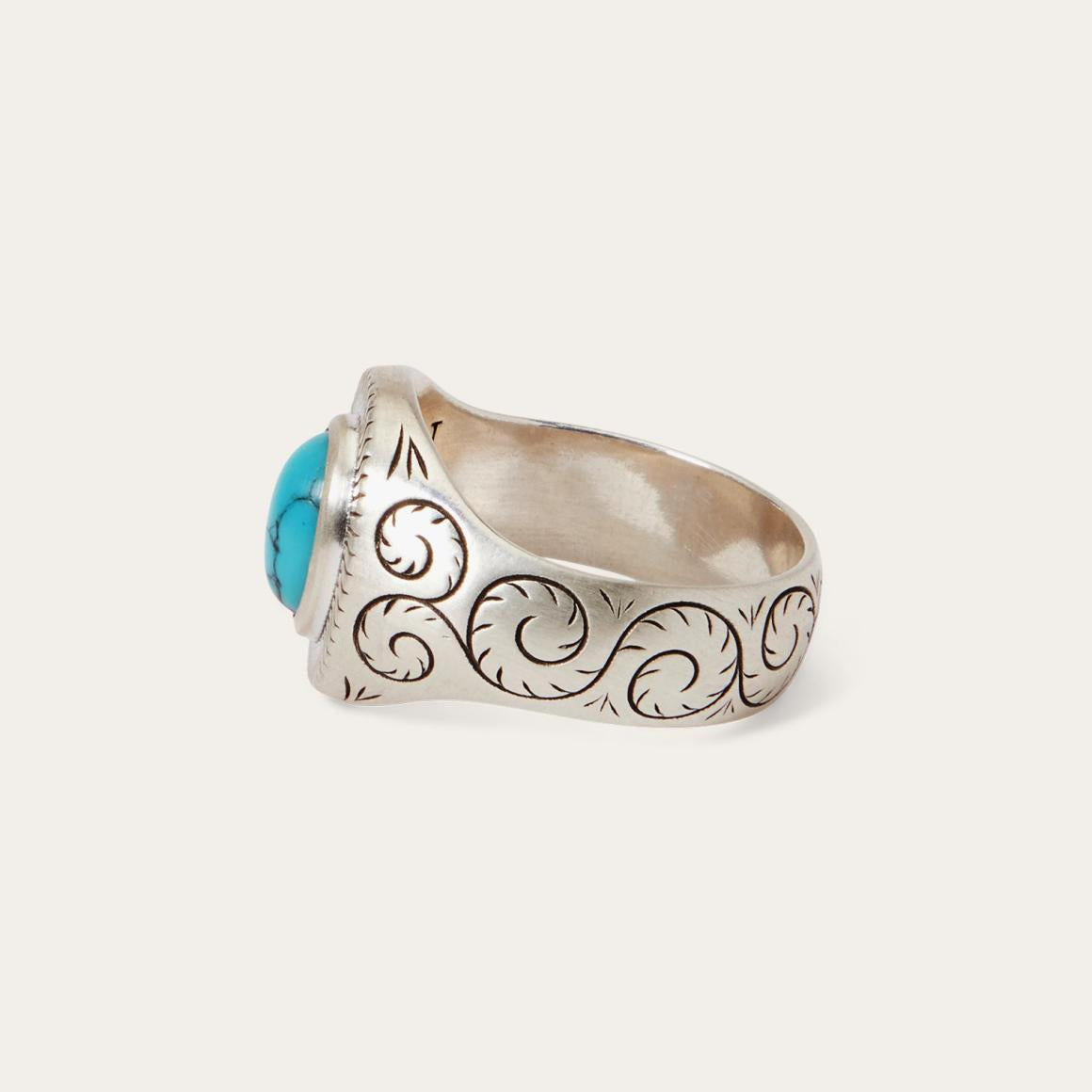 Filigree Ring With Turquoise Men/Women Stetson Jewelry