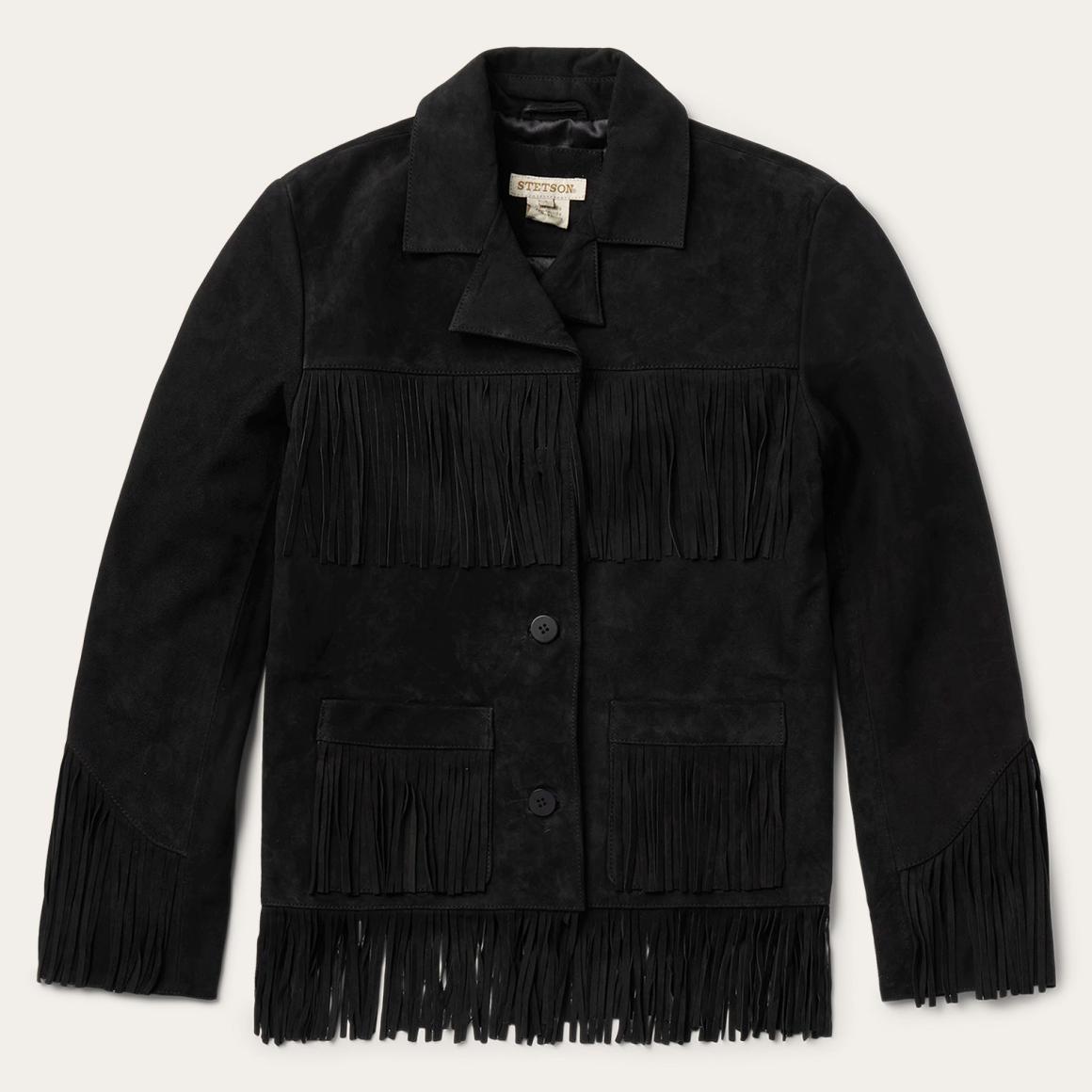 Fringe Suede Jacket Black Women Stetson Jackets