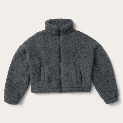 Fuzzy Teddy Bear Fleece Jacket Grey Women Stetson Jackets