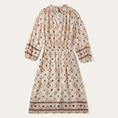 Gaucho Herringbone Dress White Women Stetson Midi