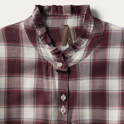 Gaucho Plaid Prairie Shirt Dress Wine Women Stetson Midi