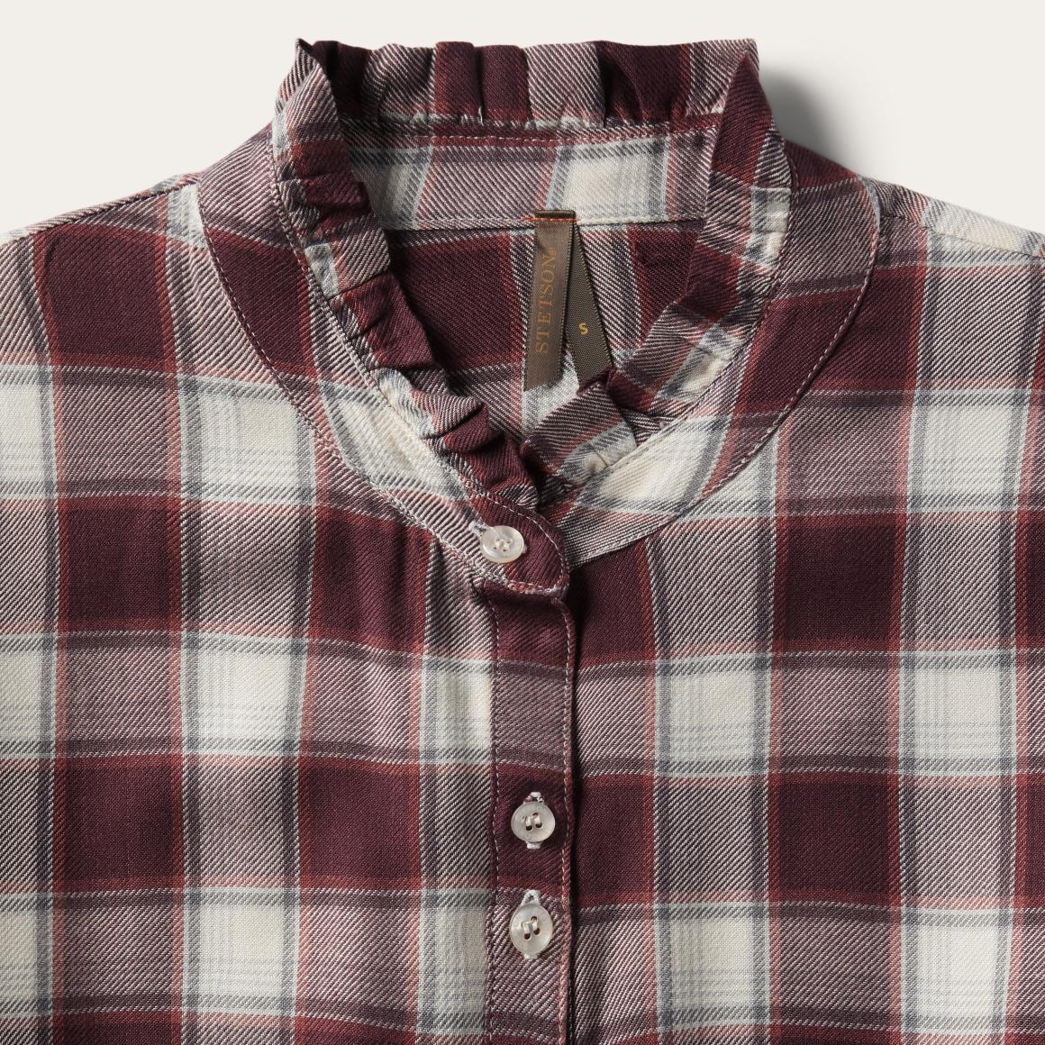 Gaucho Plaid Prairie Shirt Dress Wine Women Stetson Shirt Dresses