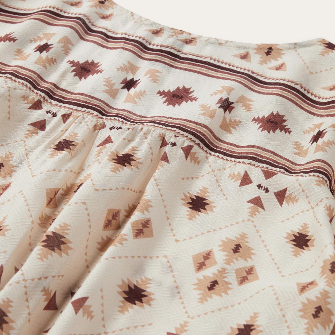 Gaucho Print Herringbone Blouse White Women Stetson Blouses