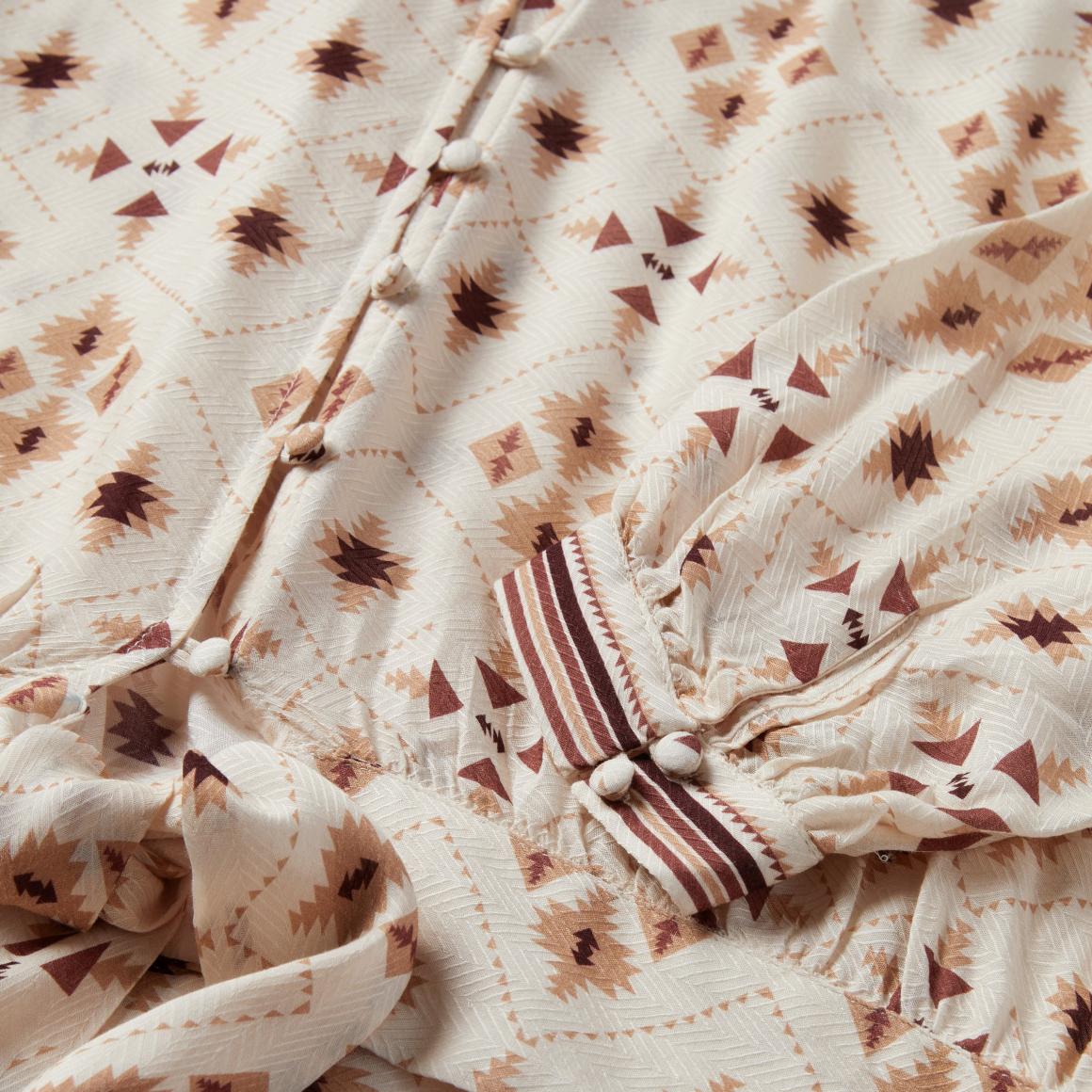 Gaucho Print Herringbone Blouse White Women Stetson Blouses