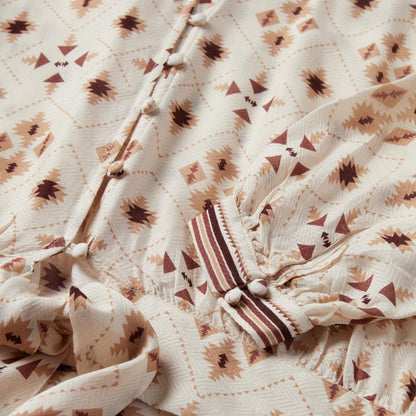 Gaucho Print Herringbone Blouse White Women Stetson Blouses