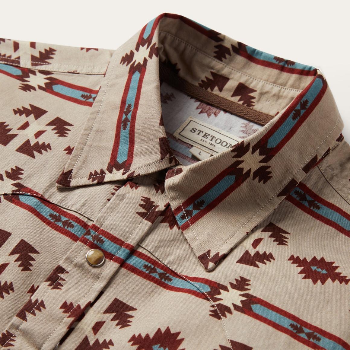 Gaucho Stripe Shirt Brown Men Stetson Modern Cut