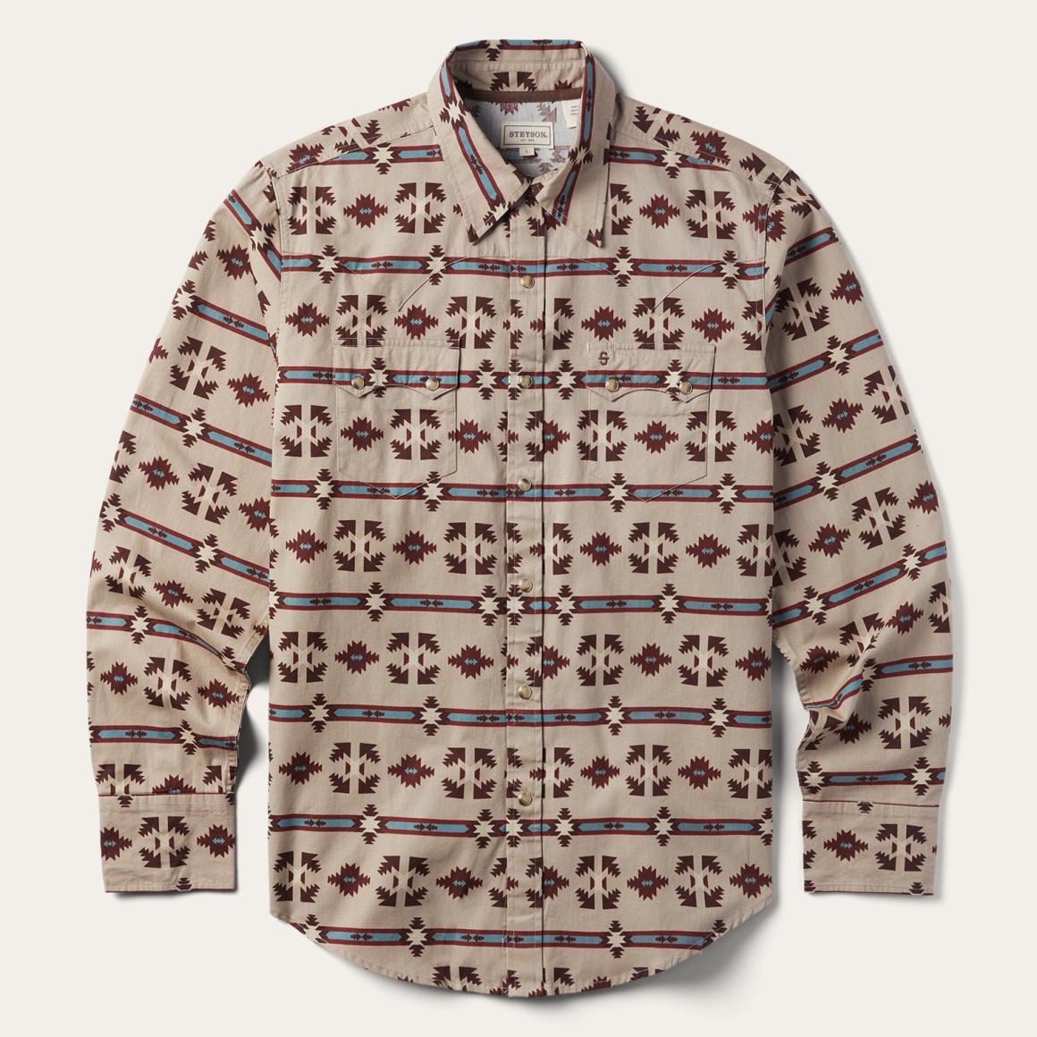 Gaucho Stripe Shirt Brown Men Stetson Western Shirts