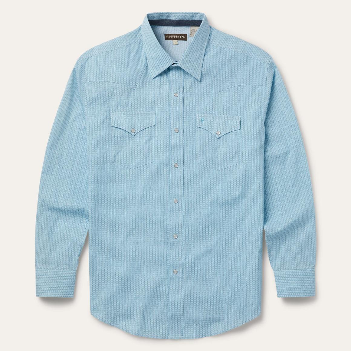 Geo Western Shirt Blue Men Stetson Classic Cut
