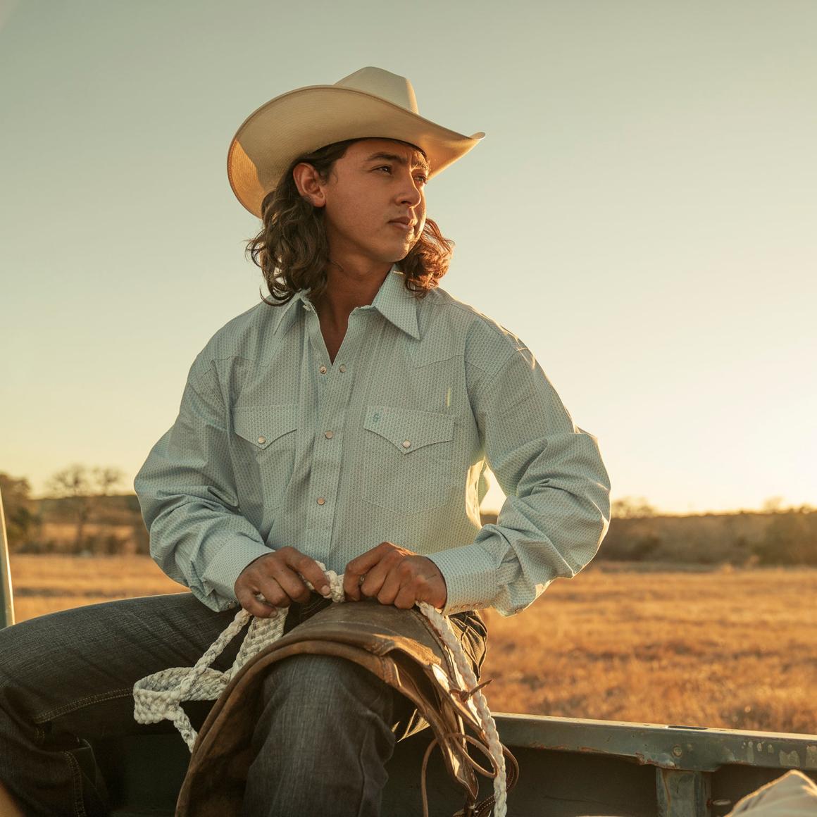 Geo Western Shirt Blue Men Stetson Classic Cut