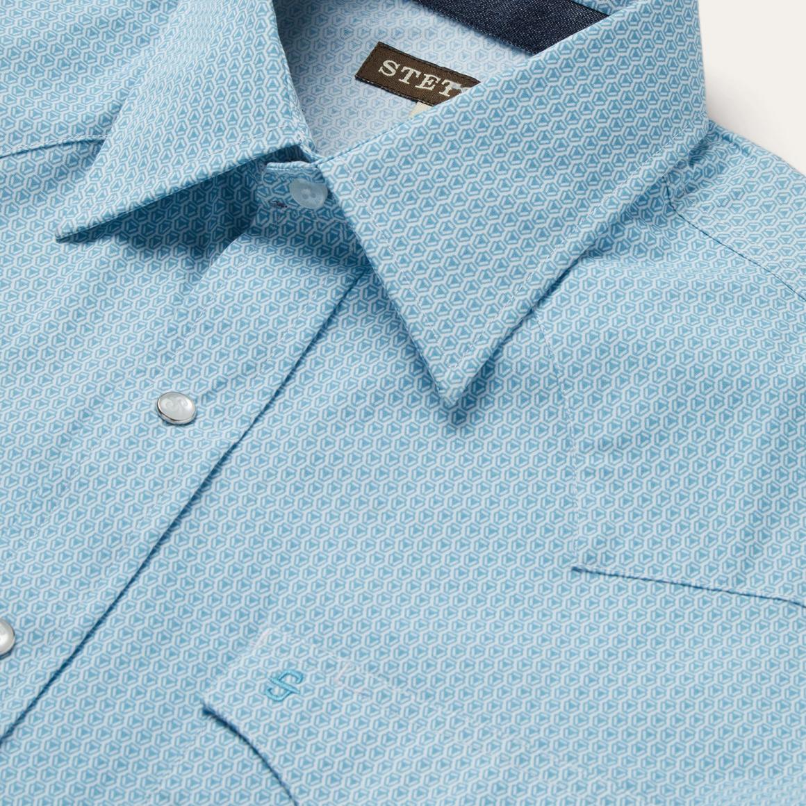 Geo Western Shirt Blue Men Stetson Classic Cut