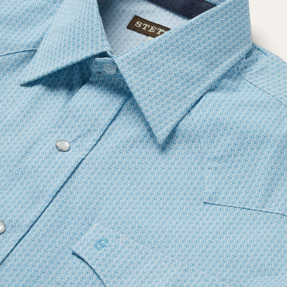 Geo Western Shirt Blue Men Stetson Classic Cut