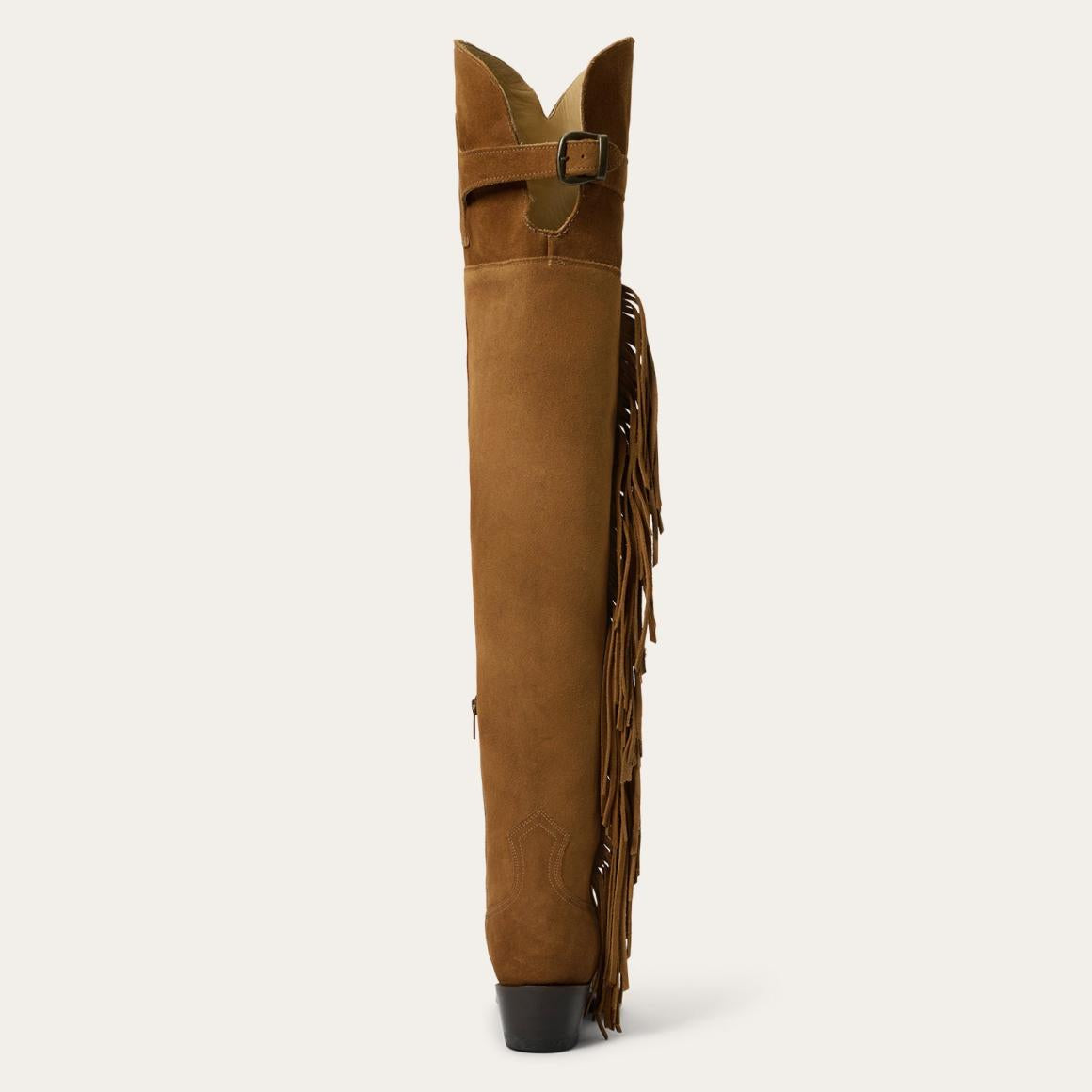 Glam Over-The-Knee Fringe Boot Tan Suede Women Stetson Western