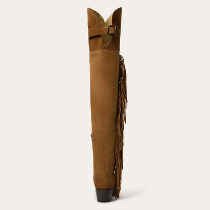Glam Over-The-Knee Fringe Boot Tan Suede Women Stetson Western