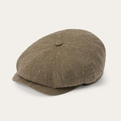 Glen Check Linen/Silk Hatteras Cap Olive Check Men/Women Stetson Caps & Truckers