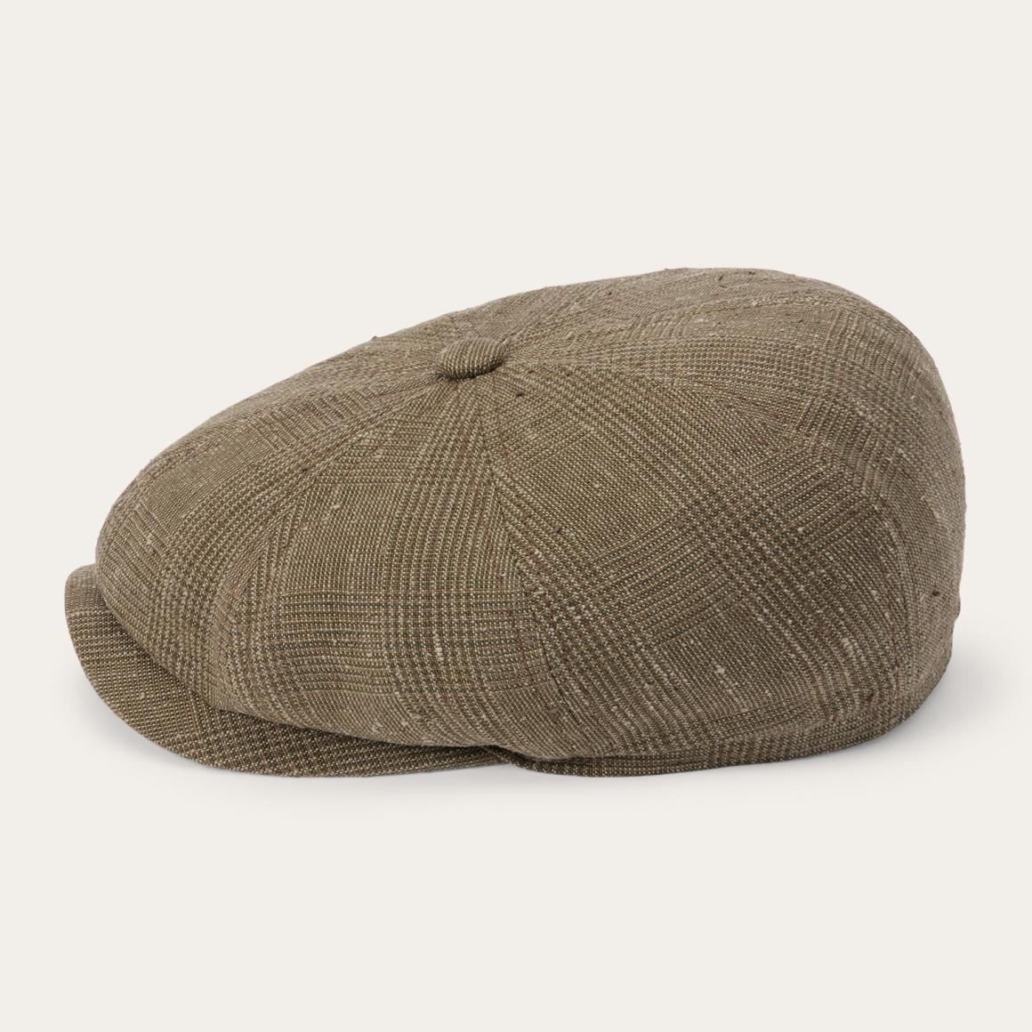 Glen Check Linen/Silk Hatteras Cap Olive Check Men/Women Stetson Caps & Truckers